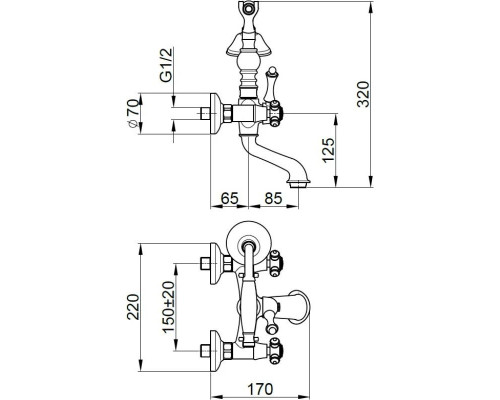 Приобрести Смеситель для ванны Migliore Prestige 31595 в магазине сантехники Santeh-Crystal.ru