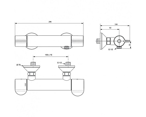 Купить Термостат для душа Ideal Standard Ceraplus 2.0 A6872AA в магазине сантехники Santeh-Crystal.ru