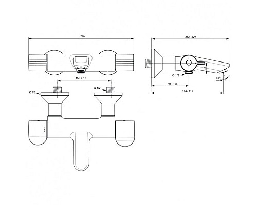 Заказать Термостат для ванны Ideal Standard Ceraplus 2.0 A6873AA в магазине сантехники Santeh-Crystal.ru