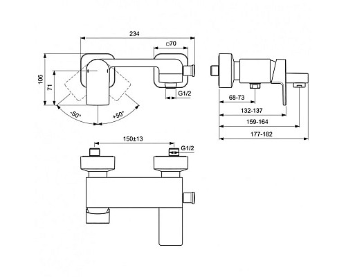 Купить Смеситель для ванны Ideal Standard Edge A7121AA в магазине сантехники Santeh-Crystal.ru