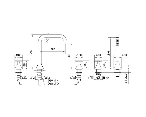 Приобрести Смеситель на борт ванны Migliore Sirius 28171 в магазине сантехники Santeh-Crystal.ru