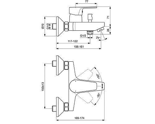 Заказать Смеситель для ванны Ideal Standard Esla BC229AA в магазине сантехники Santeh-Crystal.ru