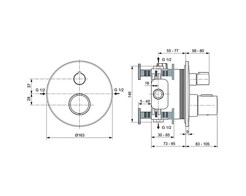 Купить Термостат для душа Ideal Standard Ceratherm T100 A5813A2 в магазине сантехники Santeh-Crystal.ru