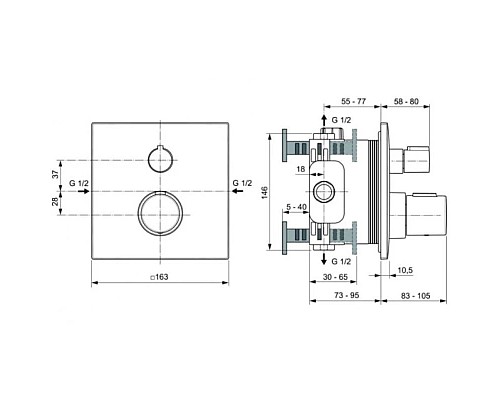 Заказать Термостат для душа Ideal Standard Ceratherm C100 A6956A2 в магазине сантехники Santeh-Crystal.ru