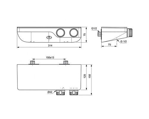 Приобрести Термостат для душа Ideal Standard Ceratherm S200 A7329AA в магазине сантехники Santeh-Crystal.ru