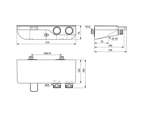 Приобрести Термостат для ванны Ideal Standard Ceratherm S200 A7330AA в магазине сантехники Santeh-Crystal.ru