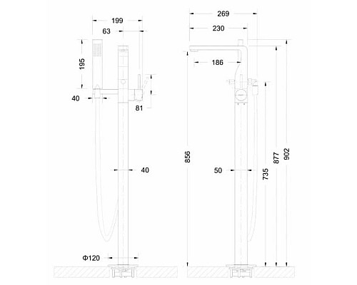 Приобрести Смеситель напольный для ванны Bravat Arc F66061K-B3-ENG в магазине сантехники Santeh-Crystal.ru