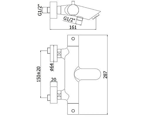 Заказать Термостат для ванны Paffoni Light LIQ023HG в магазине сантехники Santeh-Crystal.ru