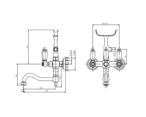 Заказать Смеситель для ванны Caprigo Adria Classic Metal Edition 03M-510-vot в магазине сантехники Santeh-Crystal.ru