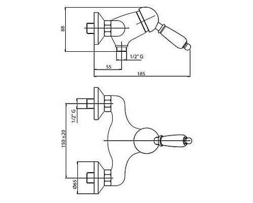 Купить Смеситель для душа Caprigo Adria Uno 02-016-vot в магазине сантехники Santeh-Crystal.ru