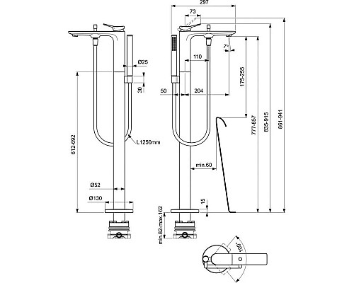 Заказать Смеситель напольный для ванны Ideal Standard Conca BD460A2 в магазине сантехники Santeh-Crystal.ru