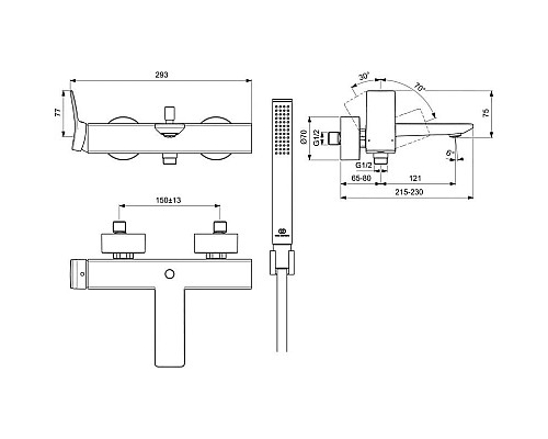 Купить Смеситель для ванны Ideal Standard Conca BC763AA в магазине сантехники Santeh-Crystal.ru