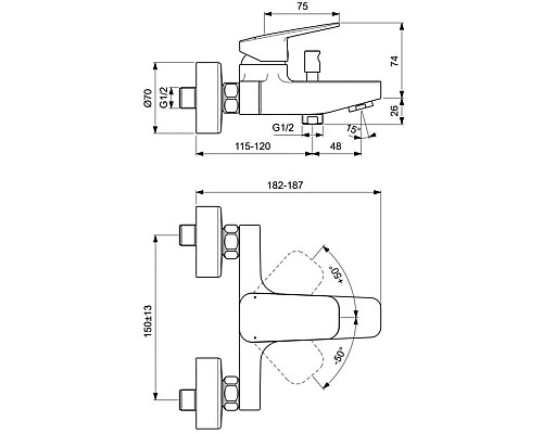 Купить Смеситель для ванны Ideal Standard Ceraplan BD256XG в магазине сантехники Santeh-Crystal.ru