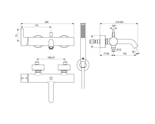 Приобрести Смеситель для ванны Ideal Standard Joy BC787GN в магазине сантехники Santeh-Crystal.ru