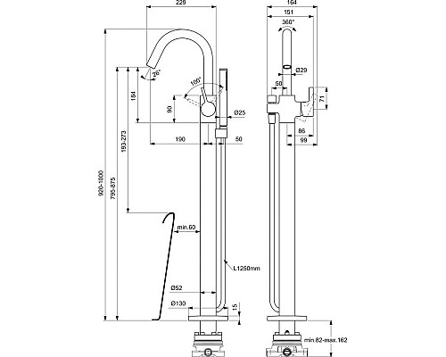 Приобрести Смеситель напольный для ванны Ideal Standard Joy BD461A2 в магазине сантехники Santeh-Crystal.ru