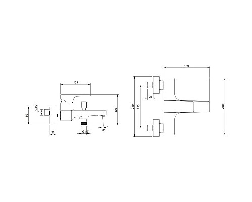 Приобрести Смеситель для ванны Villeroy & Boch Architectura Square TVT12500100076 в магазине сантехники Santeh-Crystal.ru