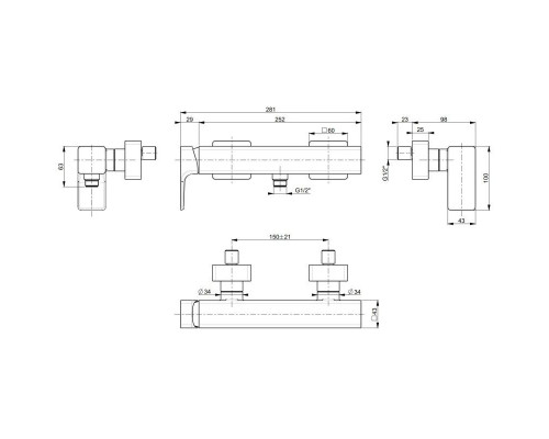 Заказать Смеситель для душа Villeroy & Boch Subway 3.0 TVS11200100061 в магазине сантехники Santeh-Crystal.ru