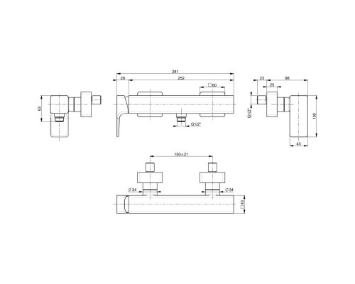 Заказать Смеситель для душа Villeroy & Boch Subway 3.0 TVS11200100064 в магазине сантехники Santeh-Crystal.ru