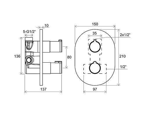 Заказать Термостат для ванны Ravak Chrome CR 063.20BL.O2 X070432 в магазине сантехники Santeh-Crystal.ru