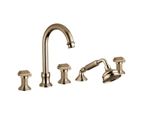 Заказать Смеситель на борт ванны с выдвижным душем и переключателем бронза, ручки металл Cezares Olimp OLIMP-BVD-02-O в магазине сантехники Santeh-Crystal.ru