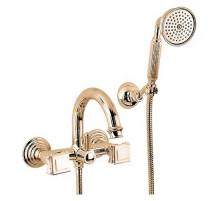 Смеситель для ванны золото 24 карата, ручки металл Cezares Olimp OLIMP-VD-03/24-O