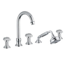 Смеситель на борт ванны с выдвижным душем и переключателем хром, ручки swarovski Cezares Olimp OLIMP-BVD-01-Sw