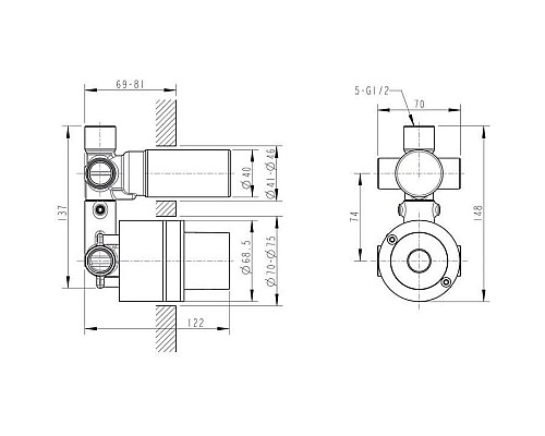 Купить Скрытая монтажная часть Bravat D969C-A-ENG в магазине сантехники Santeh-Crystal.ru