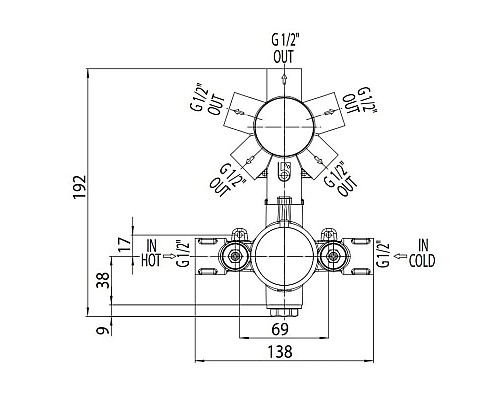 Приобрести Скрытая часть на 2 потребителя Bossini Z00101000 в магазине сантехники Santeh-Crystal.ru