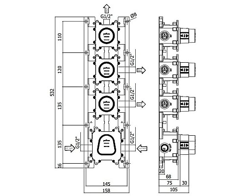 Приобрести Скрытый термостат Paffoni Modular Box MDBOX019 в магазине сантехники Santeh-Crystal.ru