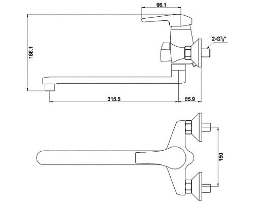 Купить Смеситель для ванны Timo Classic 0045Y-CR chrome в магазине сантехники Santeh-Crystal.ru