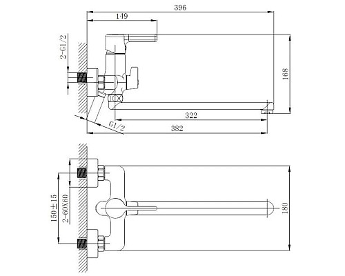 Купить Смеситель для ванны Haiba HB22814-7 в магазине сантехники Santeh-Crystal.ru