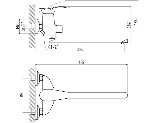 Купить Смеситель для ванны Savol S-T2206 в магазине сантехники Santeh-Crystal.ru