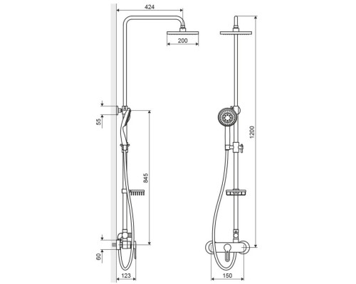 Купить Душевая система 200 мм Excellent Rain Active ARAC.1081CR-N в магазине сантехники Santeh-Crystal.ru