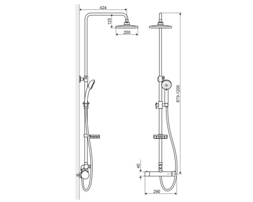 Заказать Душевая система с термостатом 200 мм Excellent Rain Clear ARAC.SY.881CT-N в магазине сантехники Santeh-Crystal.ru