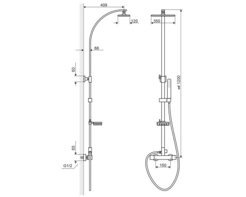 Приобрести Душевая система с термостатом 350x120 мм Excellent Rain Galaxy ARAC.SY.851WT-N в магазине сантехники Santeh-Crystal.ru