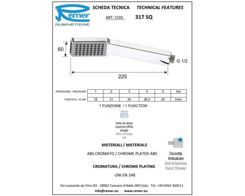 Заказать Душевой комплект 200 мм Remer Qubika Cascata QTC937S03 в магазине сантехники Santeh-Crystal.ru