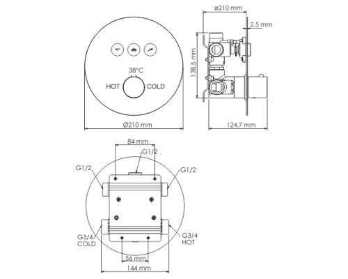 Приобрести Душевой комплект 400 мм WasserKRAFT A175817 Thermo в магазине сантехники Santeh-Crystal.ru