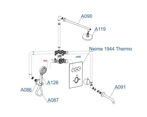 Купить Душевой комплект 400 мм WasserKRAFT A171919 Thermo в магазине сантехники Santeh-Crystal.ru