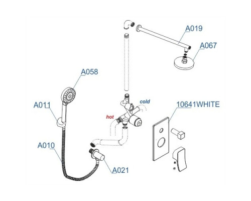 Заказать Душевой комплект 225 мм WasserKRAFT A16067WHITE в магазине сантехники Santeh-Crystal.ru