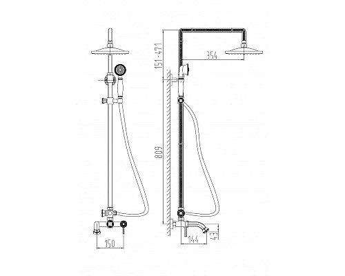 Приобрести Душевая система Milacio Vitoria MC.101.1BR в магазине сантехники Santeh-Crystal.ru