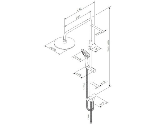 Приобрести Душевая стойка 220 мм Am.Pm Gem F0790100 в магазине сантехники Santeh-Crystal.ru