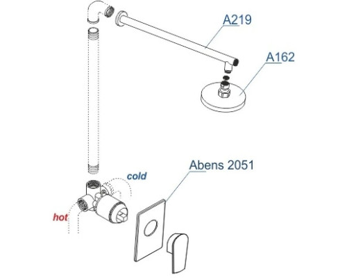 Приобрести Душевой комплект 300 мм WasserKRAFT Abens A20219 в магазине сантехники Santeh-Crystal.ru