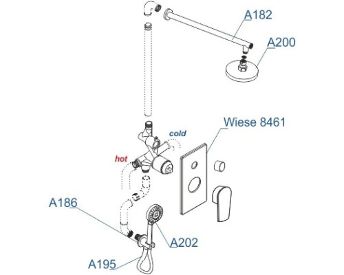 Купить Душевой комплект 250 мм WasserKRAFT Sauer A84202 в магазине сантехники Santeh-Crystal.ru
