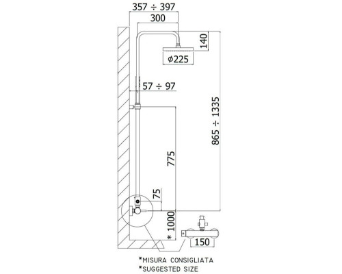Купить Душевая система 225 мм Paffoni Easy Plus ZCOL603CR в магазине сантехники Santeh-Crystal.ru