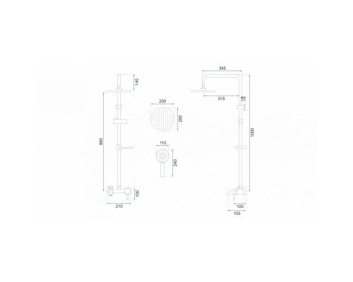 Приобрести Душевая система 200 мм Rea Luis REA-P7007 в магазине сантехники Santeh-Crystal.ru