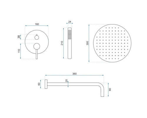 Приобрести Душевой комплект 300 мм Rea Lungo REA-P4160 в магазине сантехники Santeh-Crystal.ru
