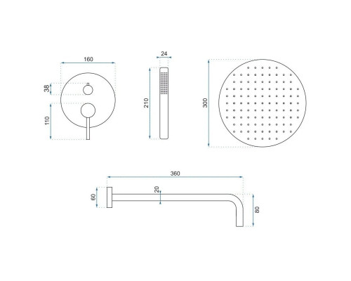 Заказать Душевой комплект 300 мм Rea Lungo REA-P4100 в магазине сантехники Santeh-Crystal.ru