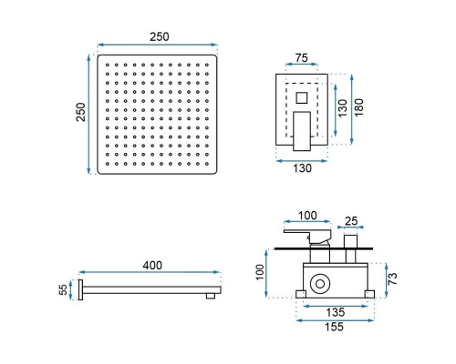 Приобрести Душевой комплект 250 мм Rea Fenix REA-P8401 в магазине сантехники Santeh-Crystal.ru