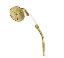 Ручной душ со шлангом 150 см золото 24 карат, ручка белая Cezares DEF-03/24-Bi