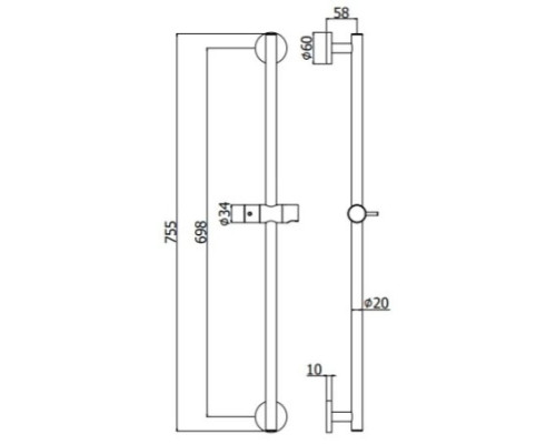 Приобрести Душевая штанга 75,5 см Paffoni Life ZSAL116HG в магазине сантехники Santeh-Crystal.ru